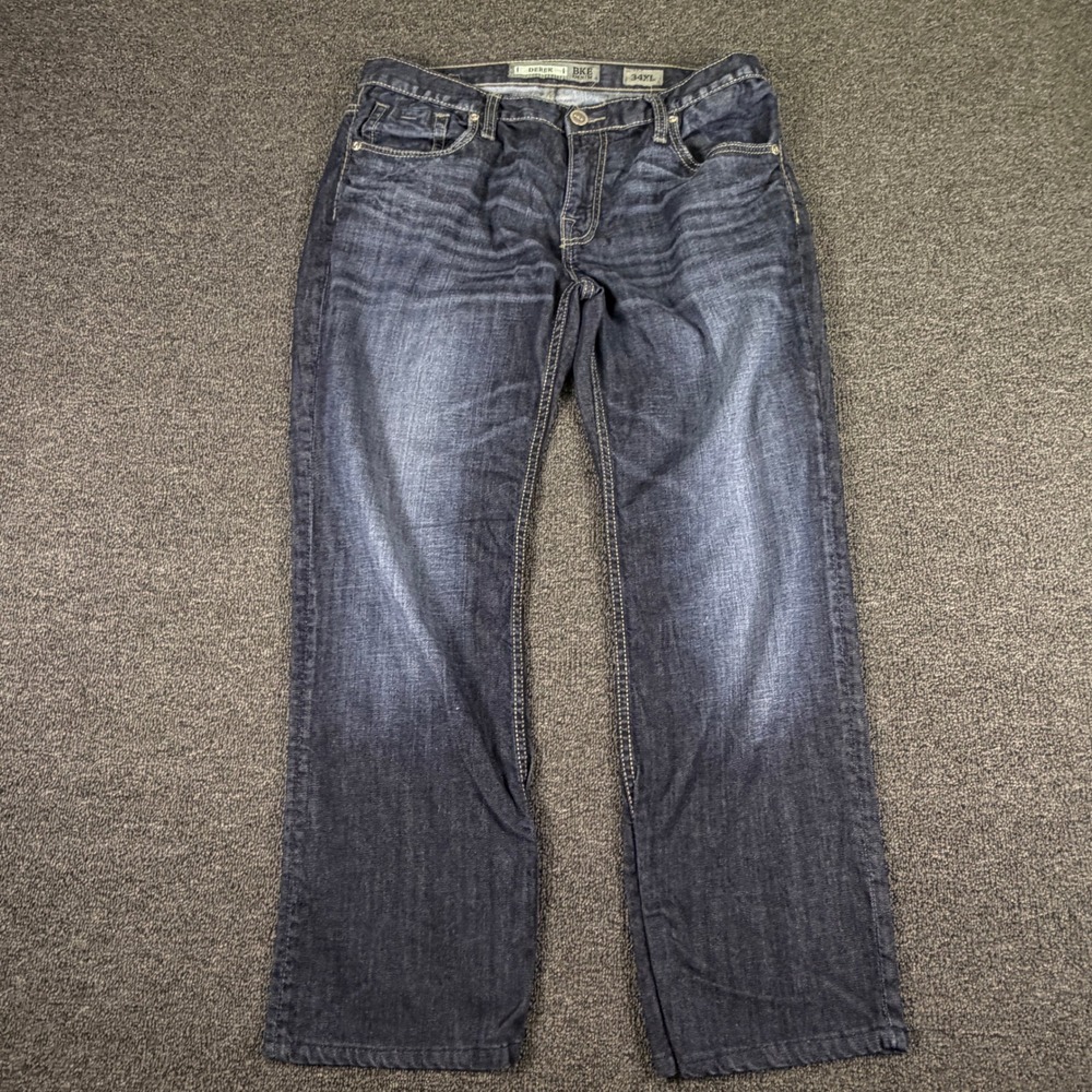 BKE Jeans Mens 34XL Derek Dark Wash Stretch Denim Straight Leg EUC